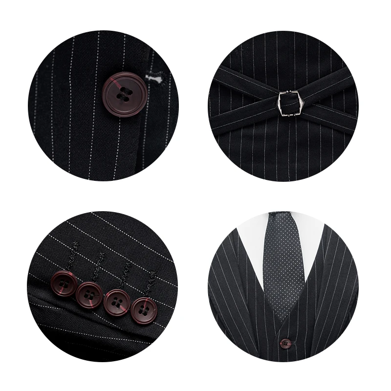 YUNCLOS 2018 полосатый деловой костюм мужские облегающие костюмы на одной пуговице