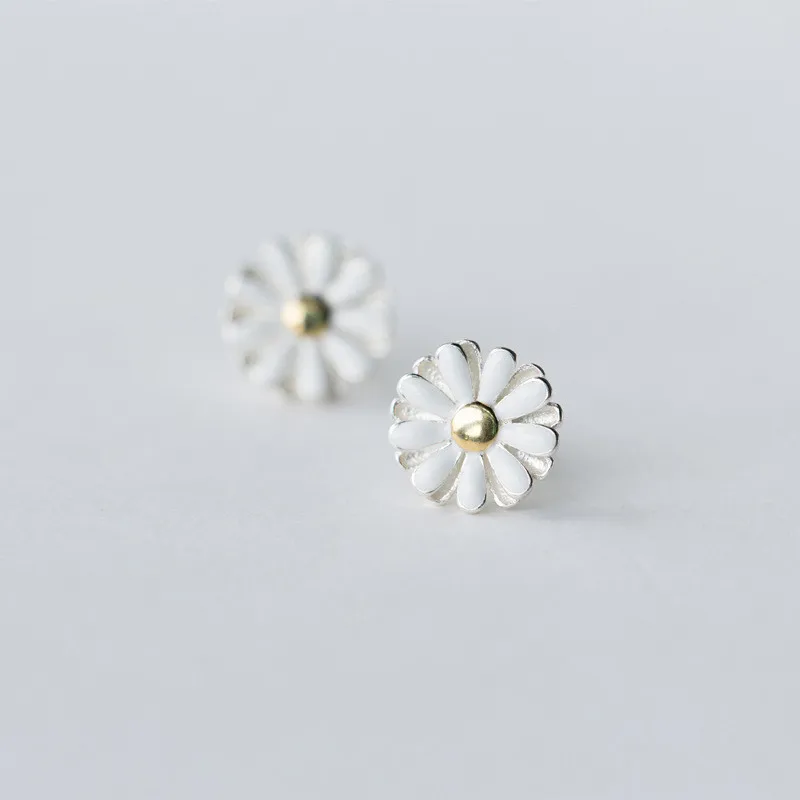 PONYKISS Romantic 100% 925 Sterling Silver Sweet Daisy Stud Earrings Women Fine Jewelry Accessory Birthday Party Gift | Украшения и