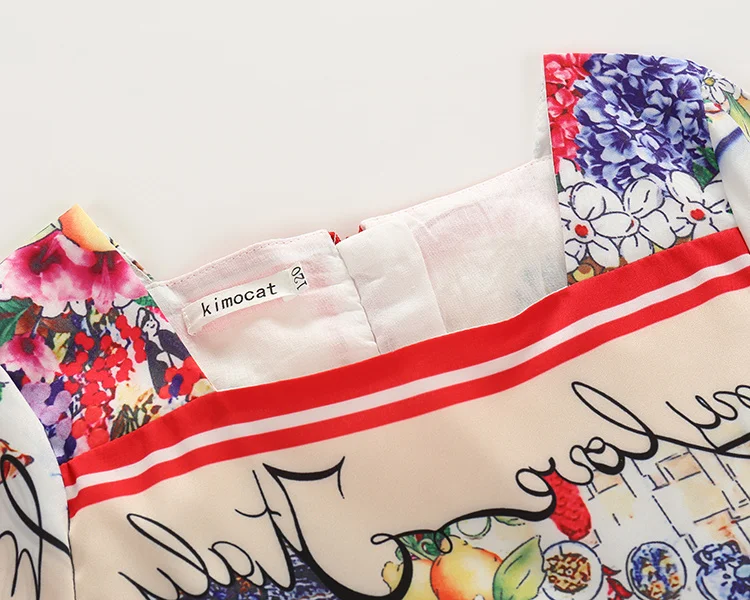 Kimocat Summer Brand girls Dress Beach Style Floral Print Dresses For Girls Vintage Toddler Clothing Baby | Детская одежда и обувь