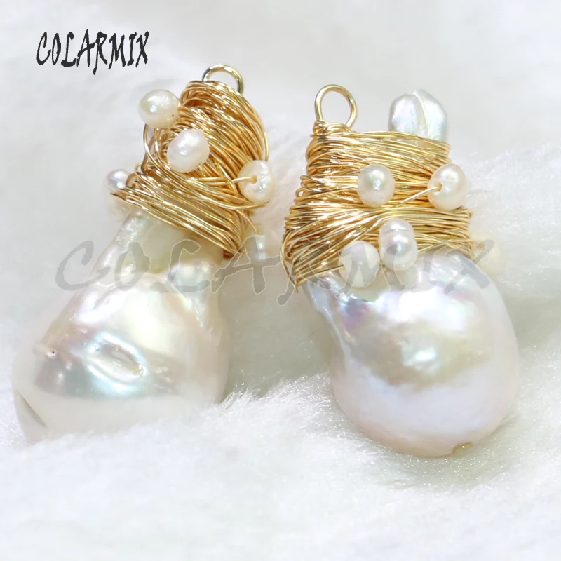 5 шт. подвески из натурального жемчуга большие жемчужные бусины ожерелье