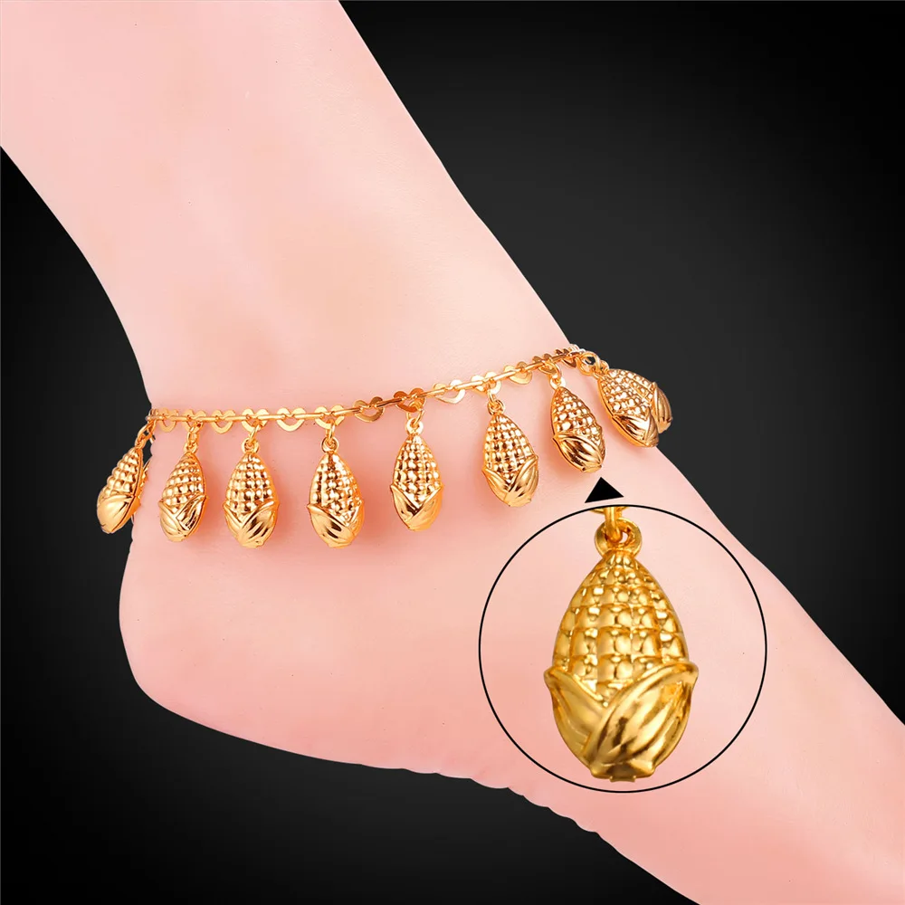 Браслеты для ног Kpop женские анклеты с кукурузой цвет золото/серебро модные