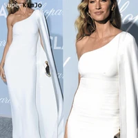 superkimjo dubai oscar evening dresses long 2019 one shoulder white satin elegant evening gown abendkleider 2019