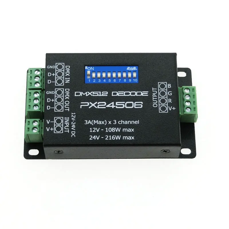 PX24506 DMX декодер драйвер RGB Усилитель управления Лер для Светодиодный светильник 12-24 В dmx декодер