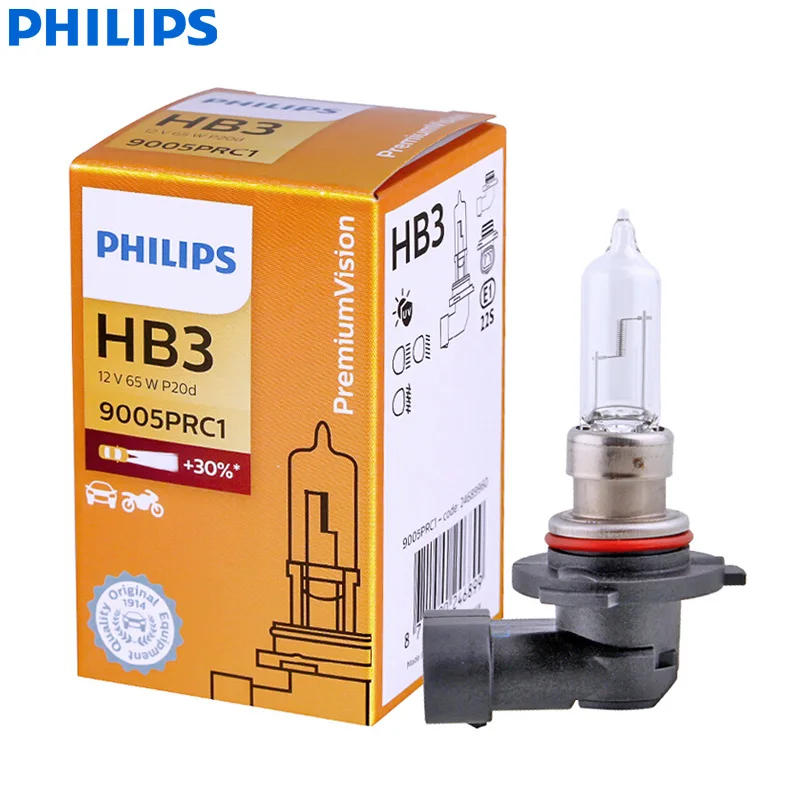 Лампа Philips Vision 9005 HB3 12 в 65 Вт P20d 9005PRC1 + 30% яркая оригинасветильник Автомобильная