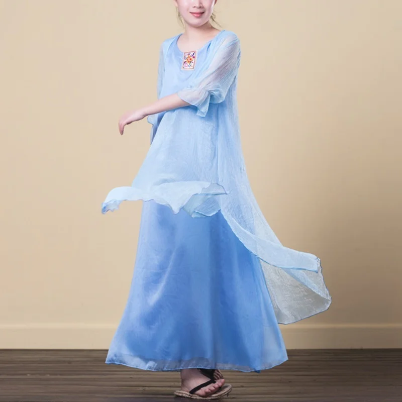 Женское этническое платье белое винтажное халат для медитации без рукавов с