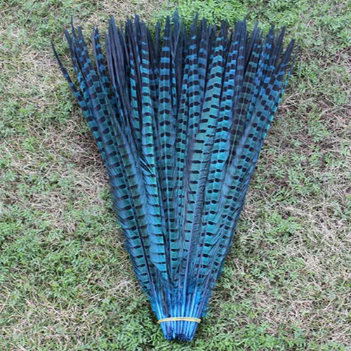 

Wholesale 100pcs/lots natural lake blue Dyed 40-45cm/16-18''' copper chicken feather pheasant Tail feathers