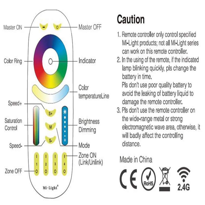 Mi light дистанционное управление 9 Вт RGB + CCT AC85 265V 2 4G Беспроводная E27 лампа RGBWW