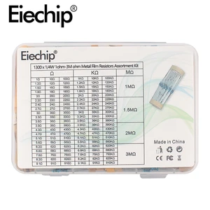 1300 шт. 14 Вт 1% 130 значений * 10 шт. 1 Ом-3 м комплект резисторов для металлической пленки, комплект резисторов, посылка, образец резистора для электронного блока