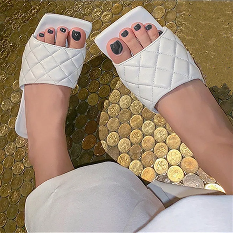 Мюли женские кожаные со стразами сандалии-гладиаторы квадратный носок Босоножки