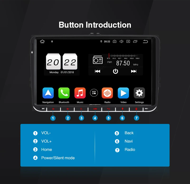 Тыква 2 din " Android 9,0 автомобильное радио с GPS навигацией для Volkswagen/Skoda/Golf/Passat стерео аудио без DVD плеер OBD2 DAB