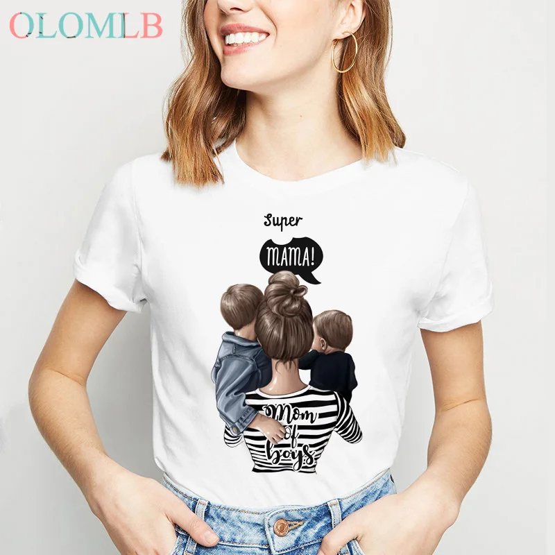 Супер мама футболка женская Мама Любовь принт белая Vogue Лето Camiseta Harajuku с надписью