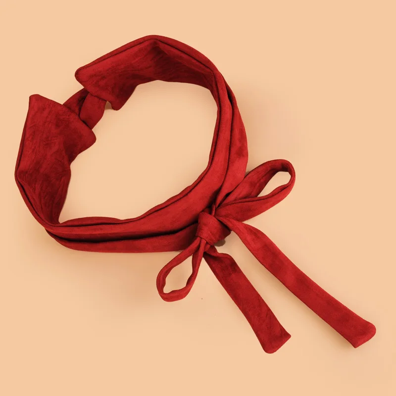 

2017 new fashion wide belt high quality solid suede belt for women bowknot long wasitband female belt for dress