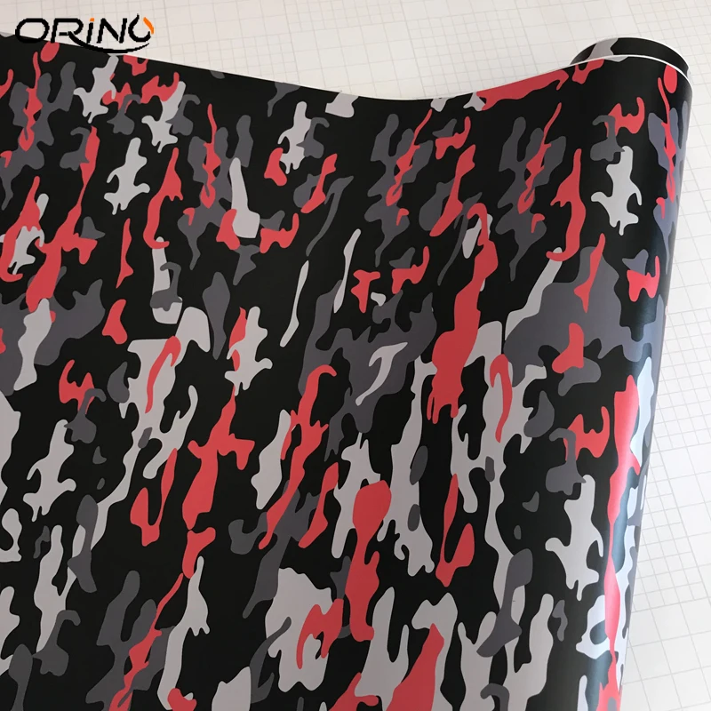 

50x300cm Camouflage Red Black Vinyl Film Adhesive Scooter Motorcycle Car Wrap Foil Camo Car Sticker Decal With Bubble Free