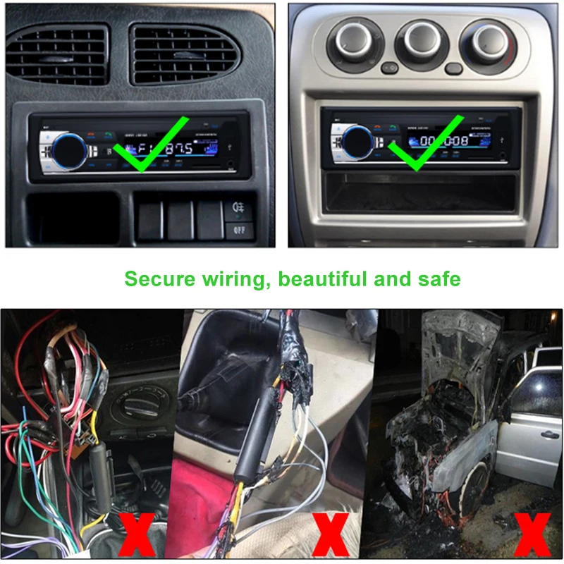 Автомагнитола 1 DIN 12 В Bluetooth FM радио MP3 аудио плеер 5 зарядное устройство USB SD AUX |