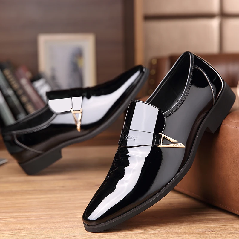 Туфли мужские из лакированной кожи брендовые классические оксфорды заостренный