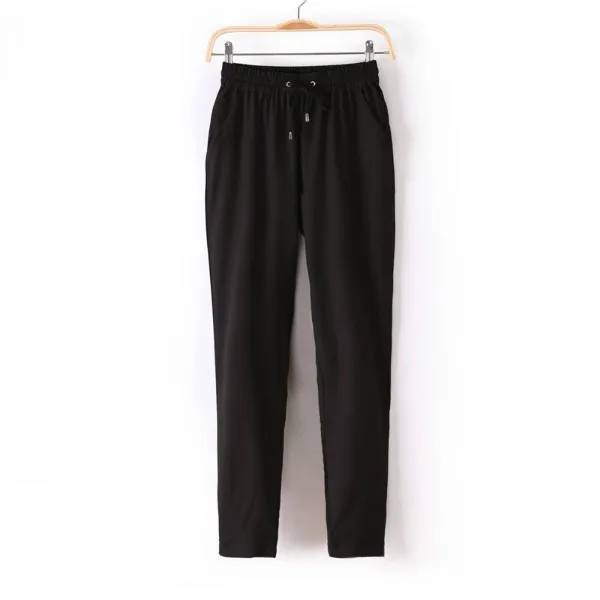 Модные Женские однотонные длинные штаны повседневные шаровары женские