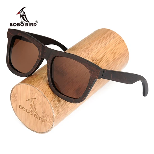ag005b BOBO BIRD okulary поляризованные солнцезащитные очки из черного дерева Коричневые Серые линзы UV400 очки ручной работы на заказ - Цвет линз: ag005b
