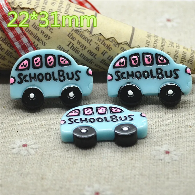 10 шт смолы каваи синий школьный автобус плоская спина кабошон искусство поставка
