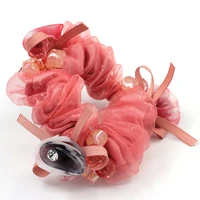 1piece hair accessories for girl women crystal hair rope with roses super elastic headbands colorful ponytail scrunchie