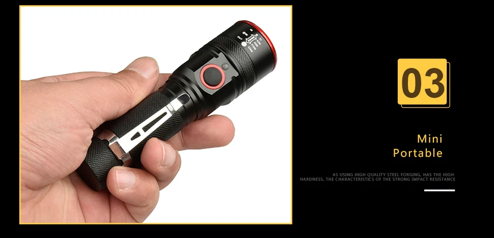 USB Перезаряжаемый светодиодный фонарик 6000лм T6 светодиодный фонарь Водонепроницаемый фонарь Портативный фонарик с зумом для кемпинга с батареей 18650