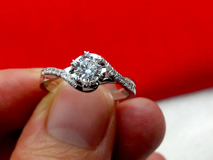 Настоящее 18K Белое Золото хорошее ювелирное изделие настоящее 0.45CT кольцо с