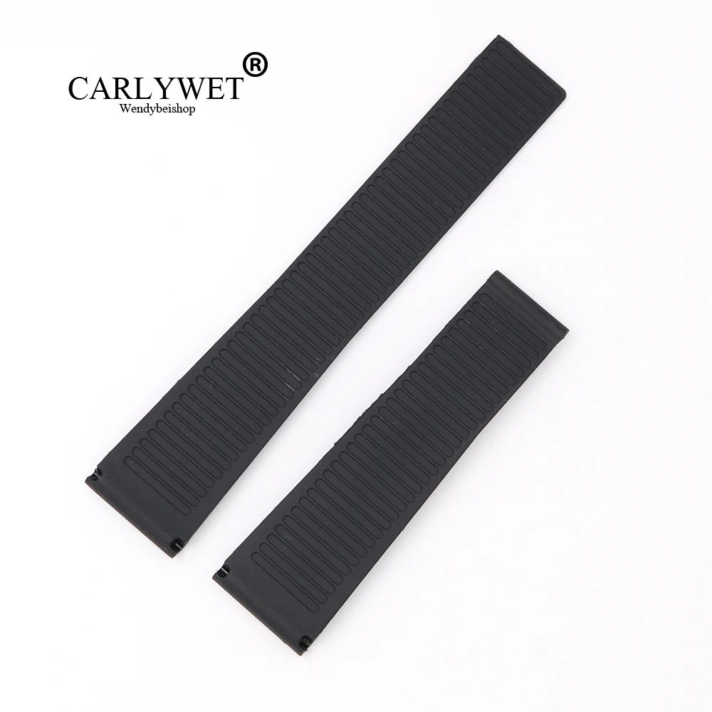 CARLYWET 22 мм черный водонепроницаемый силиконовый резиновый сменный ремешок для