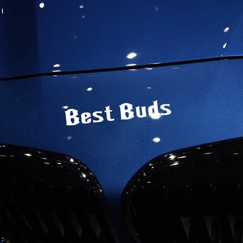 

YJZT 17.5CM*2.7CM Fun Letters BEST BUDS Black Silver Vinyl Decor Car Sticker Decals C11-1516