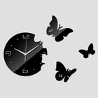 Лидер продаж diy наклейки часы гостиная акриловое зеркало часы-Наклейка 3d бабочка настенное Искусство украшение дома