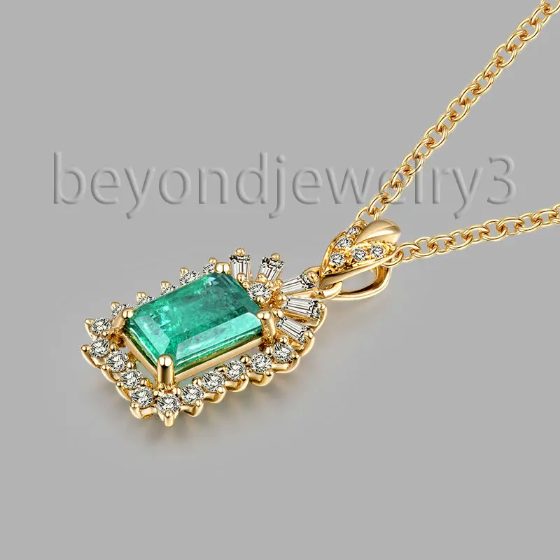 Кулон из драгоценного камня с изумрудом карата 5x7 мм|emerald diamond pendant|colombian emerald pendantgold