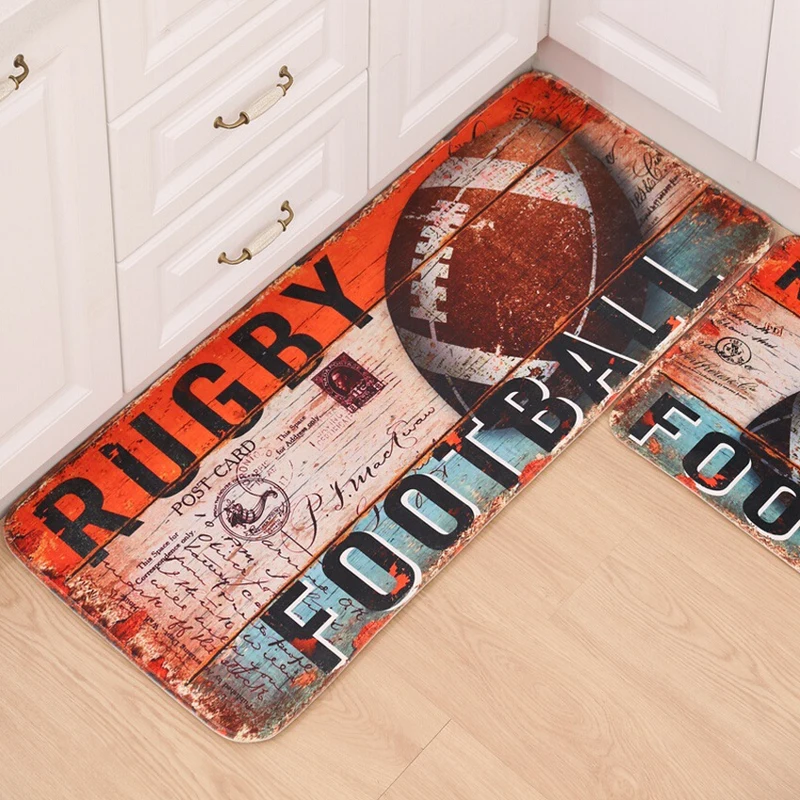 Мультяшный коврик в виде футбольного мяча регби Нескользящие Коврики для кухни