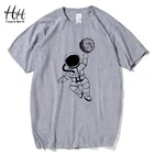 HanHent, креативный дизайн, принт космонавта, Луны, футболка, хлопок, повседневная, мультяшная футболка, летняя, забавная, модная, топ, 3d, белая футболка, 2xl