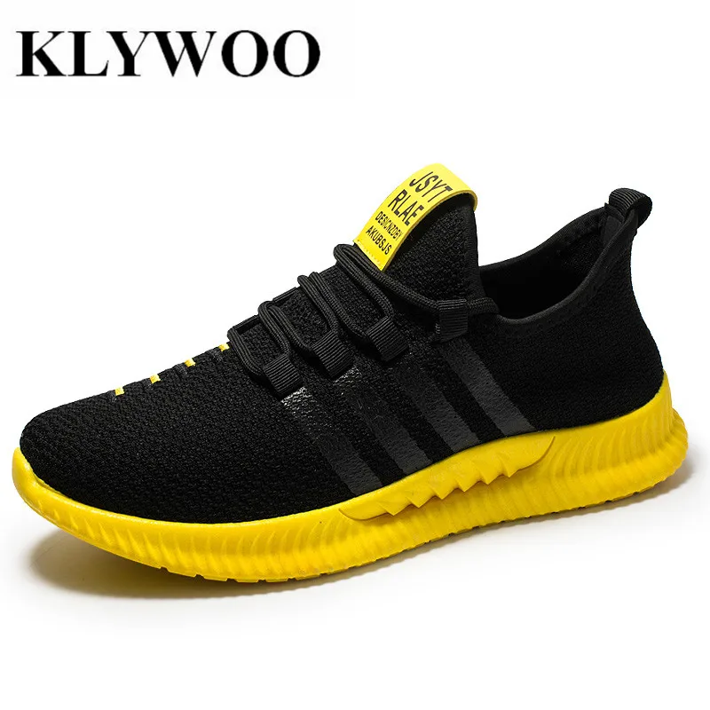 KLYWOO Sneakers for Men Casual Shoes Flyknit Mesh Breathable Mens Lace up Trainers zapatillas hombre | Обувь