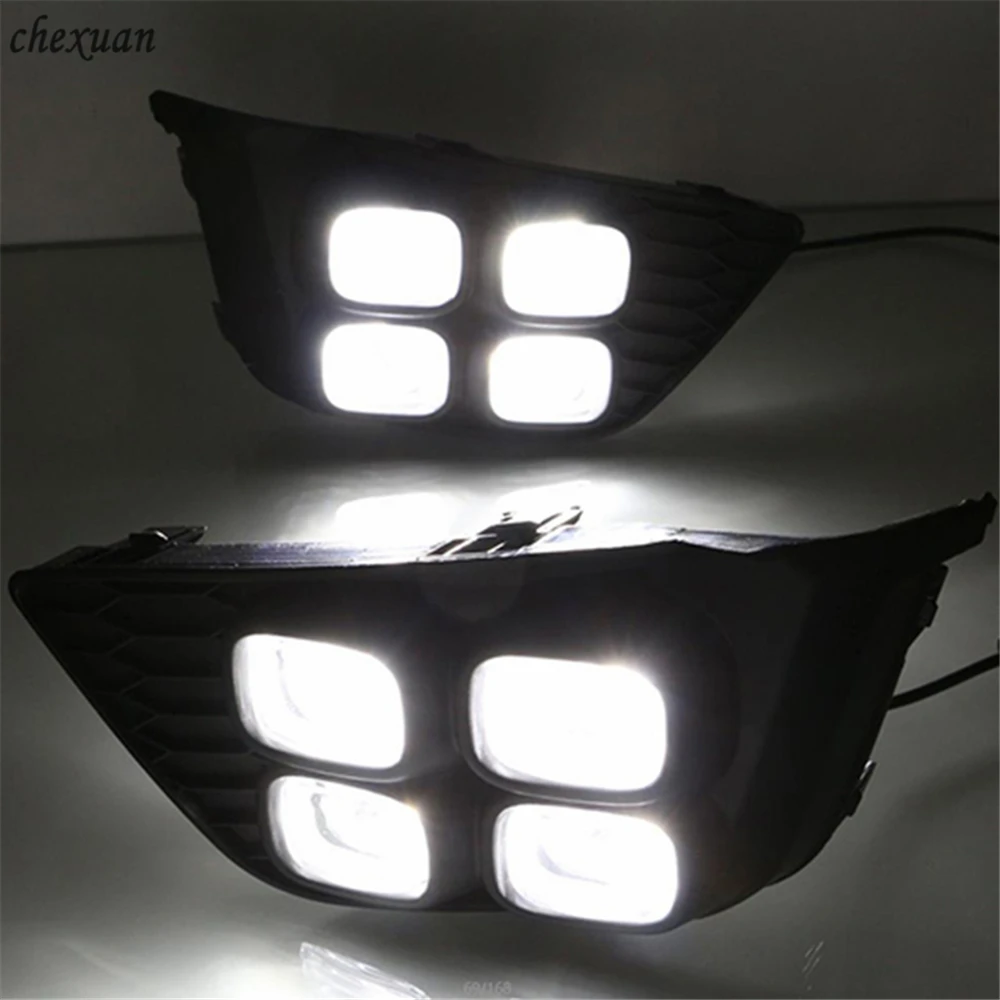 CSCSNL 1 Set LED Car DRL Daytime Running Lights With Turn Yellow Signal 12V ABS Fog Light For Honda JAZZ Fit