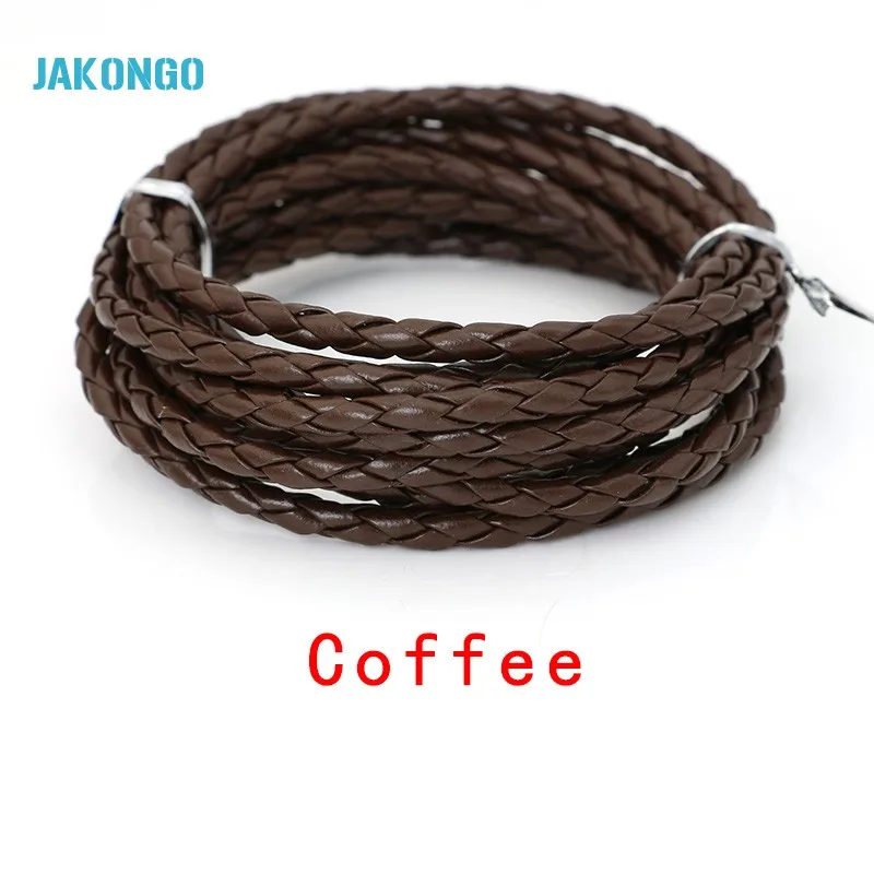 JAKONGO 4 мм круглый кожаный шнур DIY веревка для изготовления ювелирных изделий