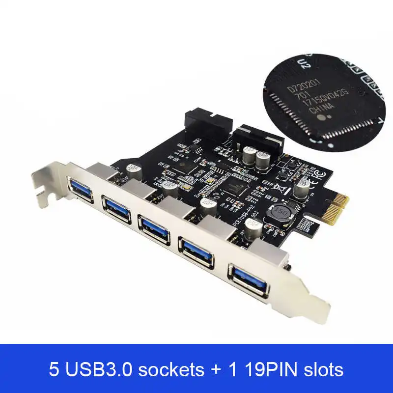 USB3.0 карта расширения 5 портов + 19Pin слот Компьютерные аксессуары для Winxp Vista XXM8 |