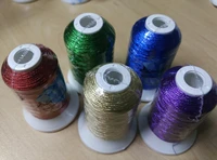popular 5 colors metallic embroidery thread red gold green blue purple color as machine hand embroidery threads