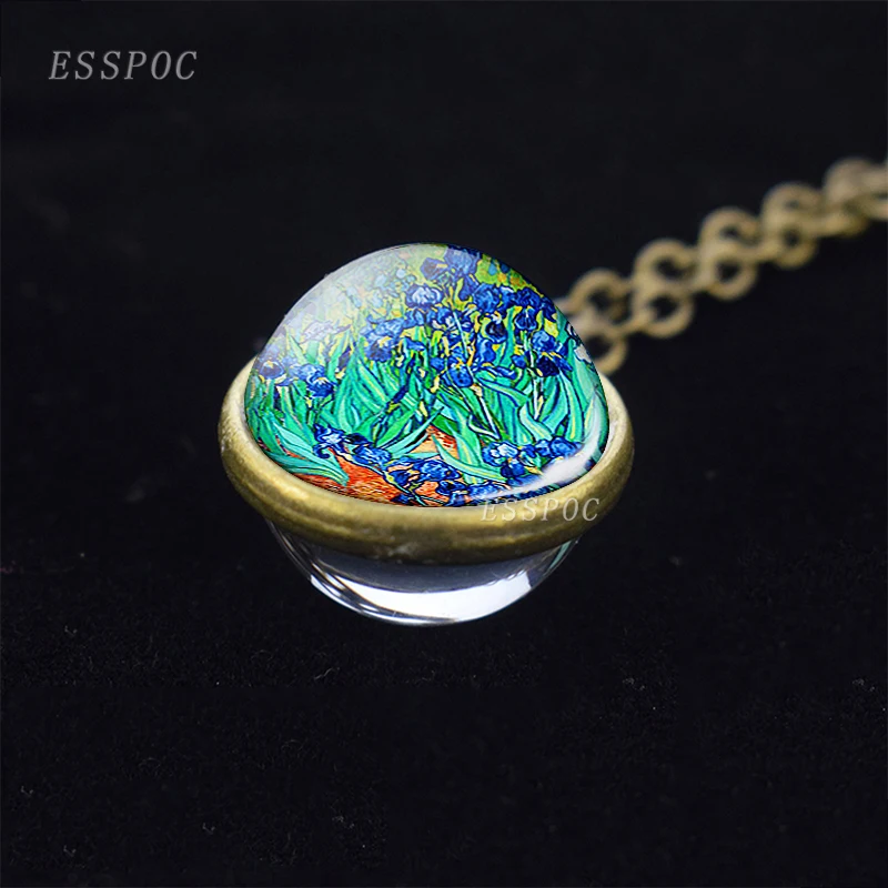 Ожерелье Van Gogh с рисунком двустороннее стеклянное ожерелье кабошоном винтажная