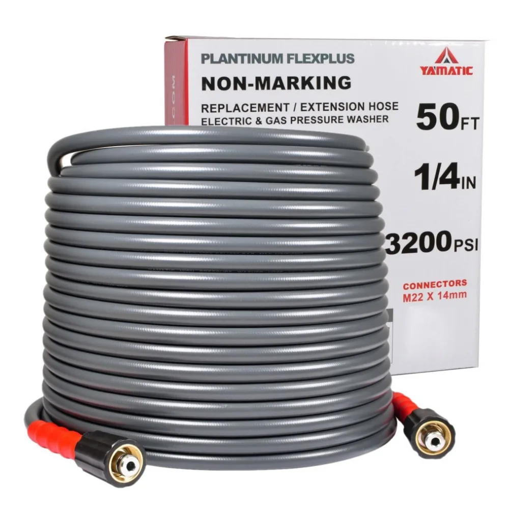 YAMATIC гибкий и износ плюс шланг мойки давления 3200 PSI 50 футов X 1/4 дюймов без катка с(2) M22-14mm для шланга мойки давления