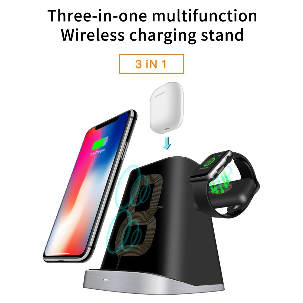 Qi Беспроводное зарядное устройство для iphone 8 Plus X XR XS MAX Apple Watch 4 3 2 Airpods Быстрая