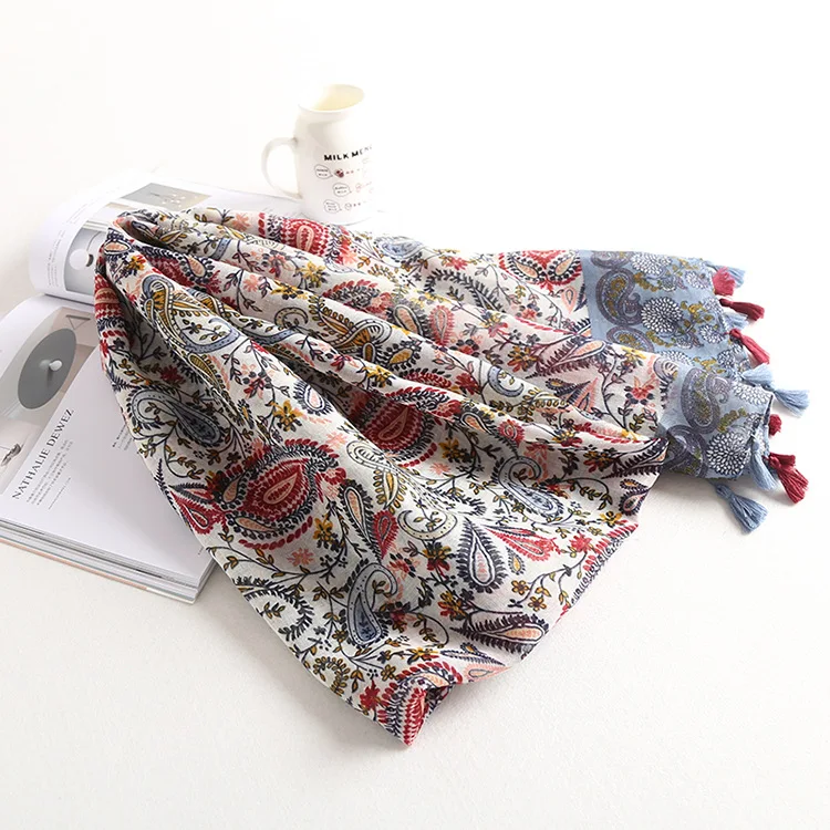 2017 Летний Новый горячей оптом в стиле ретро хлопковый шарф женский украшения