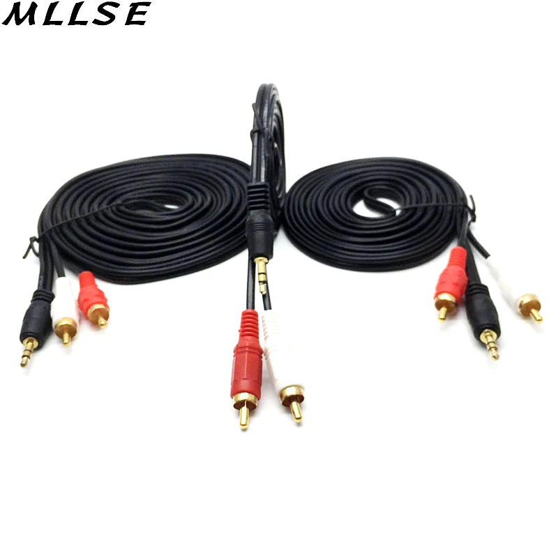 MLLSE 1 шт. 5 м 3 разъем мм 2 RCA аудио кабель адаптер папа Папа AUX для iPod Mp3 Mp4 телефона