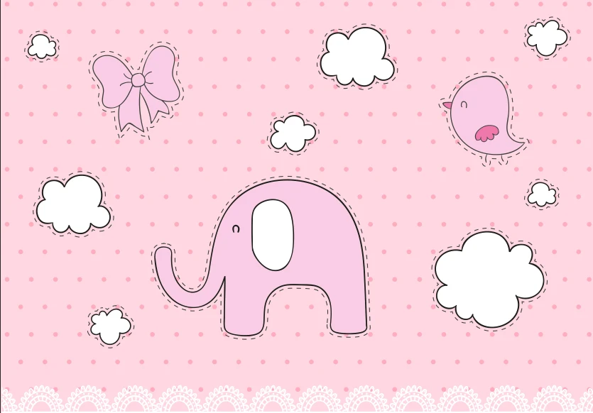 7x5FT Light Pink Polka Dots White Clouds Elephant Girl Baby Shower Custom Photo Studio Background Backdrop Vinyl 220cm x 150cm |