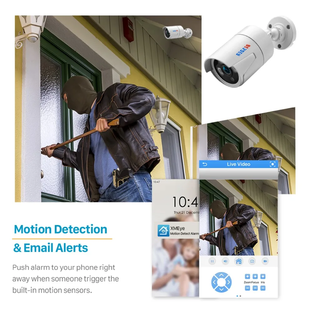 BESDER 720P 960P 1080P CCTV System Home Security Surveillance Kit( 4PCS Indoors Dome IP Camera& one 4 Channel POE 15V NVR