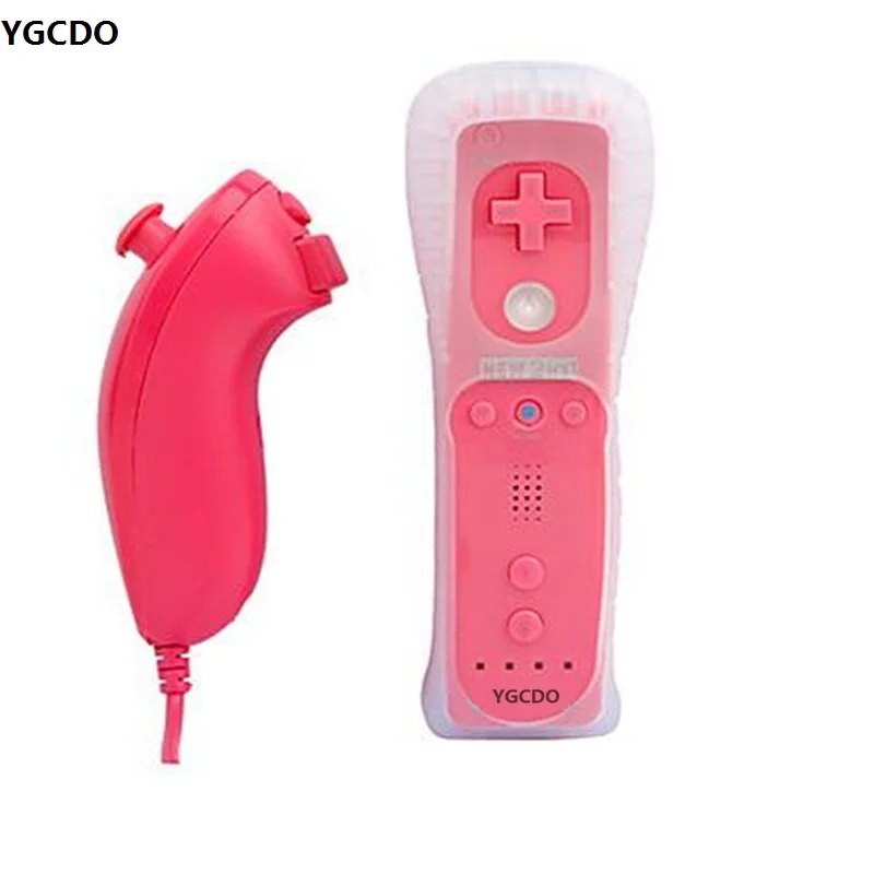 Розовый цвет 2 в 1 беспроводной пульт дистанционного управления для Nintendo Wii