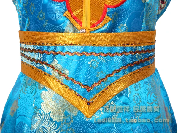 

Dance costume female long design Dress robed mongolia dress Chinese Folk Dance Wear Blue danse folklorique danza folclorica