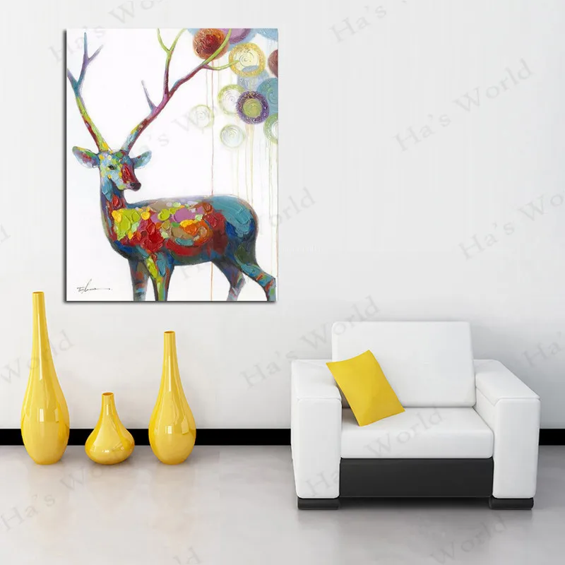 Картина маслом на холсте Олень ручная работа Современное абстрактное