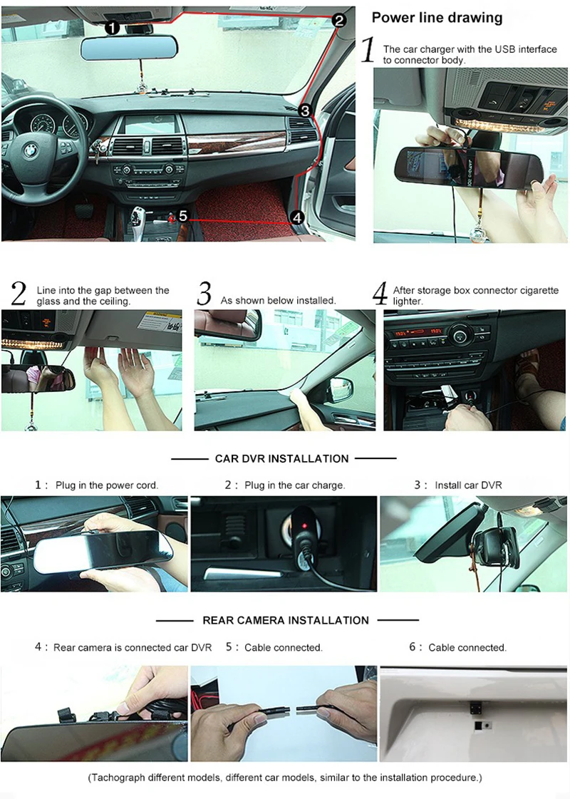 Car Camera Dvr Blue Rearview Mirror Digital Video Recorder Wide Angle | Автомобили и мотоциклы