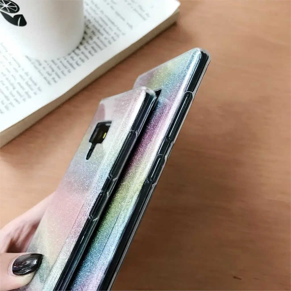 Градиентный лазерный силиконовый чехол из ТПУ для Samsung Galaxy Note 9 8 S10 S10E S9 Plus iphone XS MAX