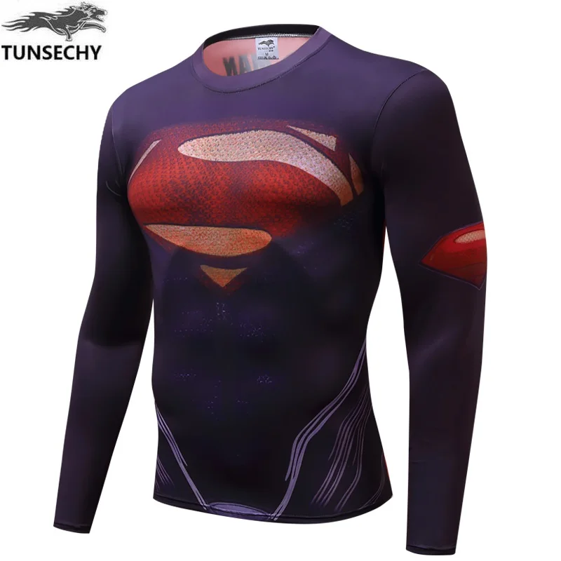 2019 bodybuilding T-shirt captain America 2 superhero skintight men wear long-sleeved men's tops | Мужская одежда