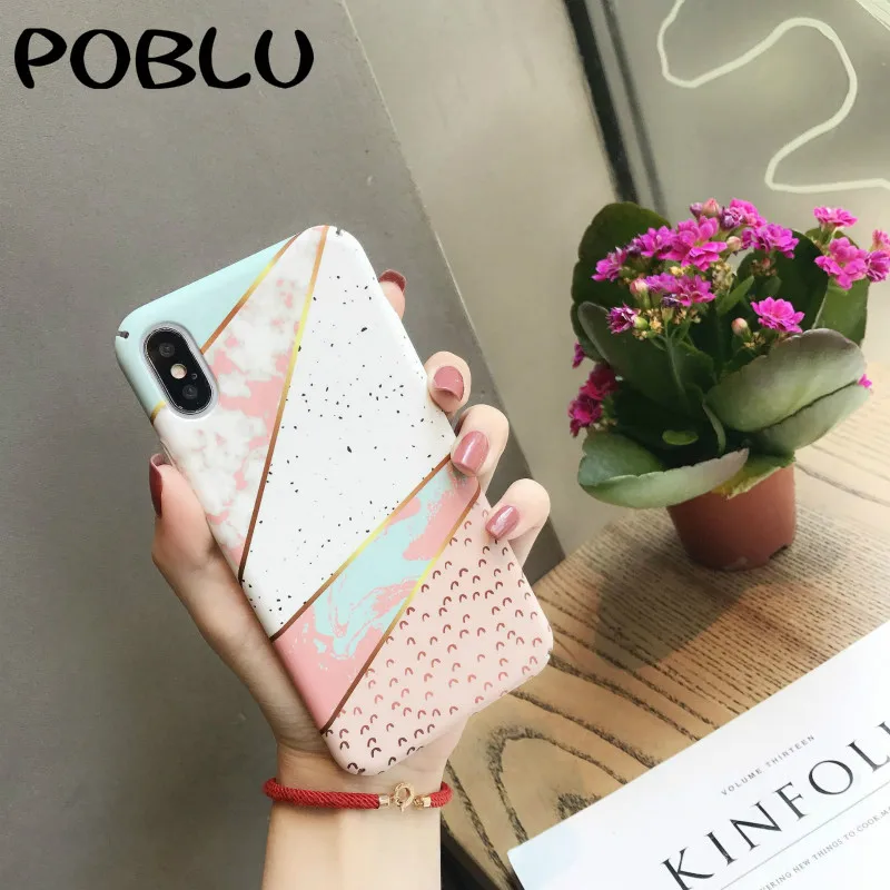 POBLU для iphone X Модный чехол телефона карамельного цвета с мрамором 6S 7 8 Plus Забавный